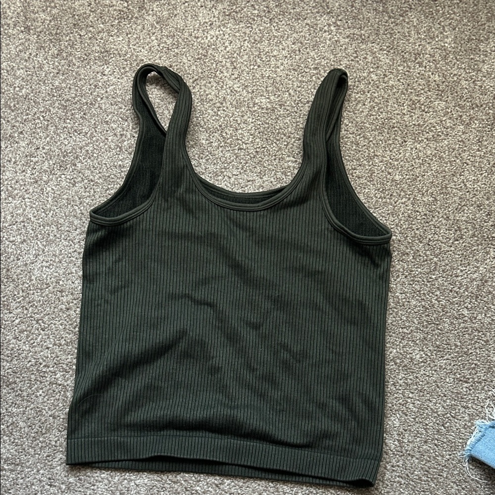 Women's Ribbed Tank Top Green - Picture 3 of 3